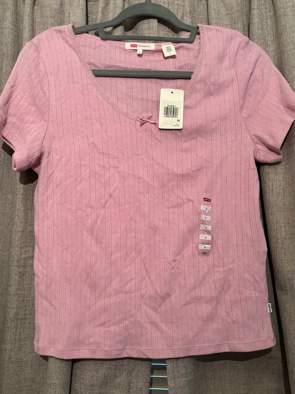 Levi's Lilac Short Sleeve Knit Tee with Bow Accent